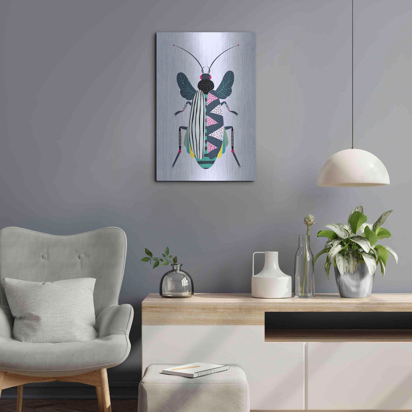 Luxe Metal Art 'Beetle' by Ayse, Metal Wall Art,16x24
