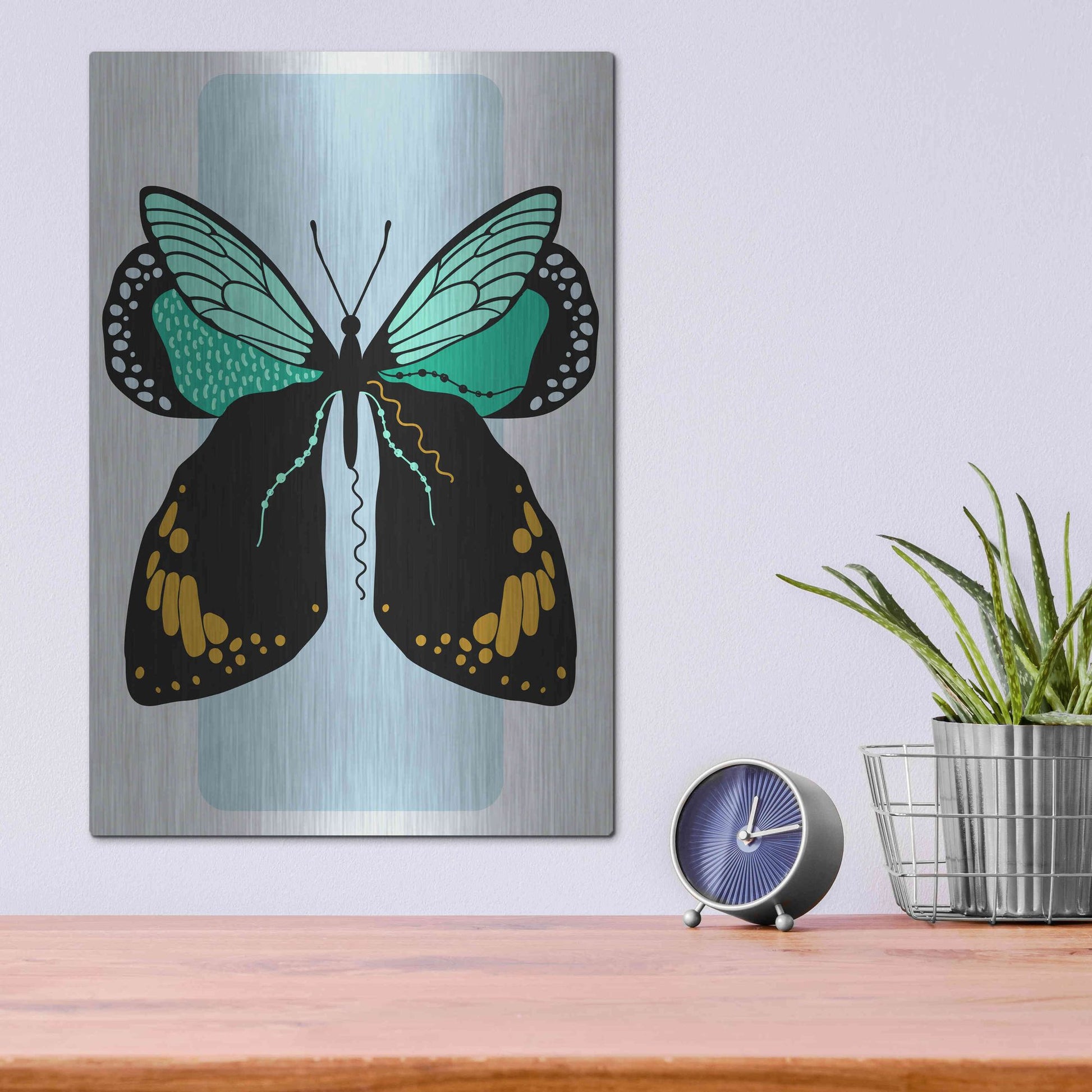 Luxe Metal Art 'Butterfly' by Ayse, Metal Wall Art,12x16