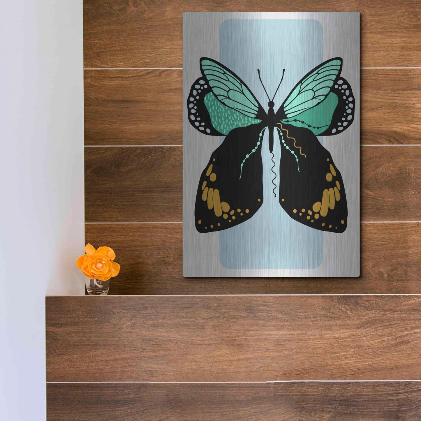 Luxe Metal Art 'Butterfly' by Ayse, Metal Wall Art,12x16