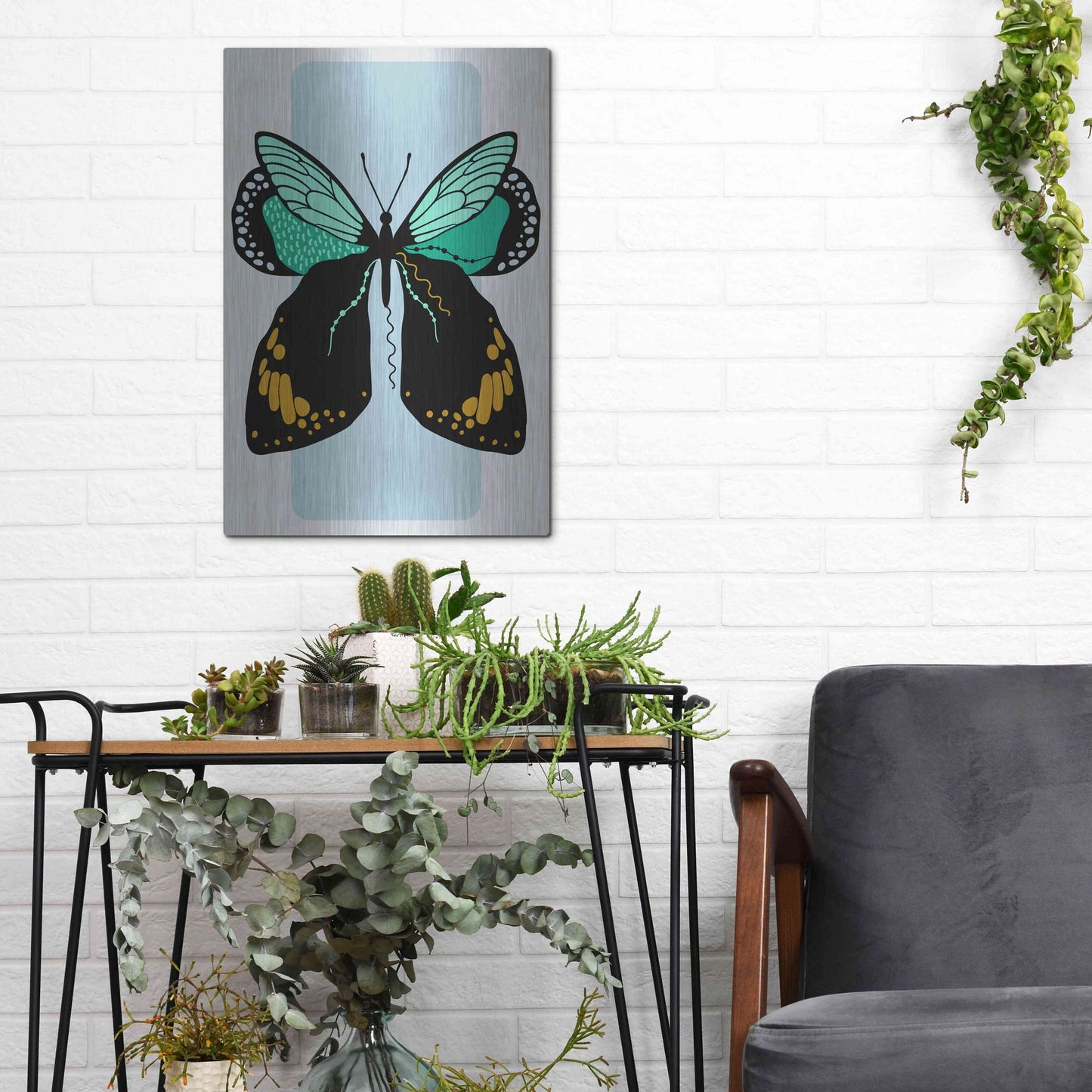 Luxe Metal Art 'Butterfly' by Ayse, Metal Wall Art,12x16