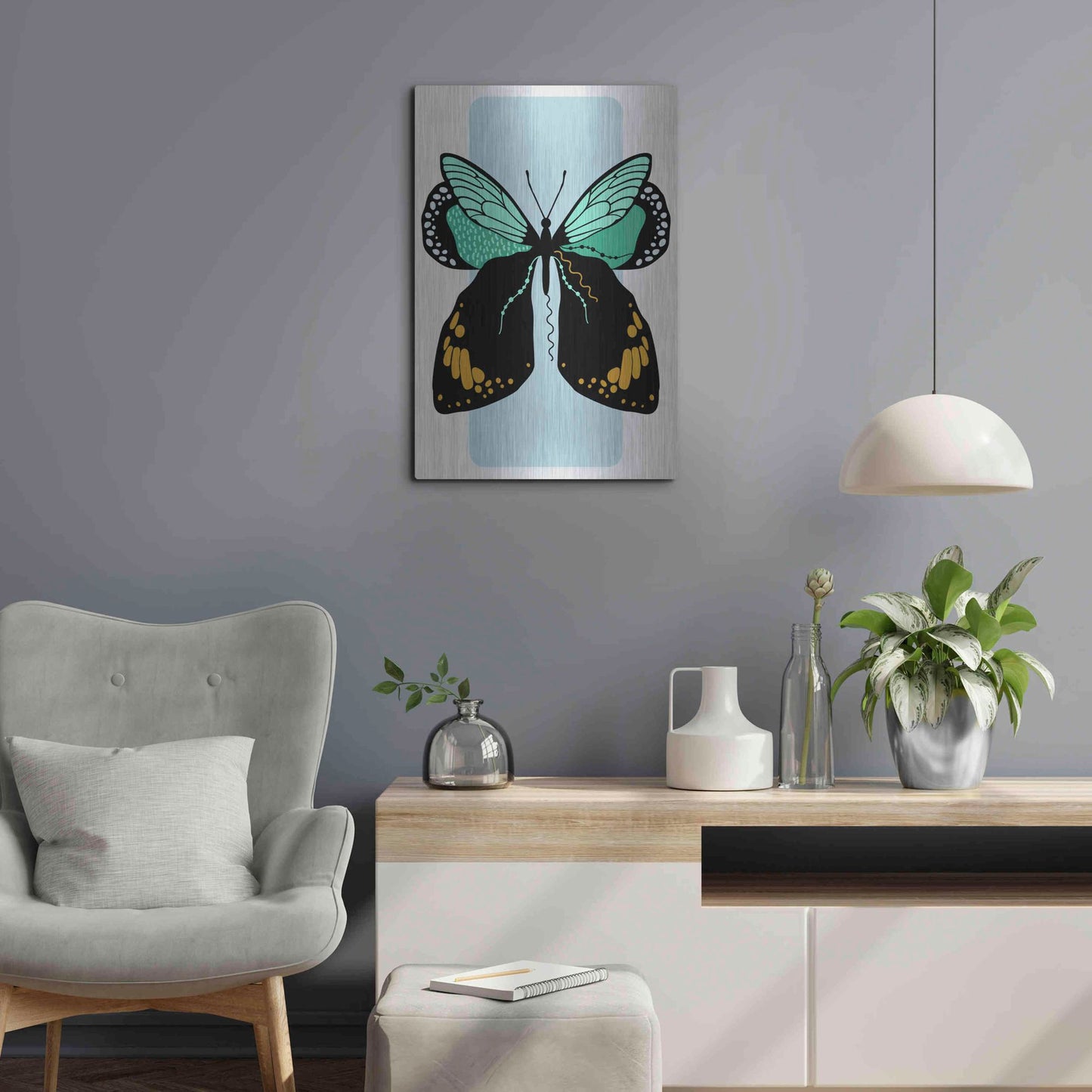 Luxe Metal Art 'Butterfly' by Ayse, Metal Wall Art,16x24