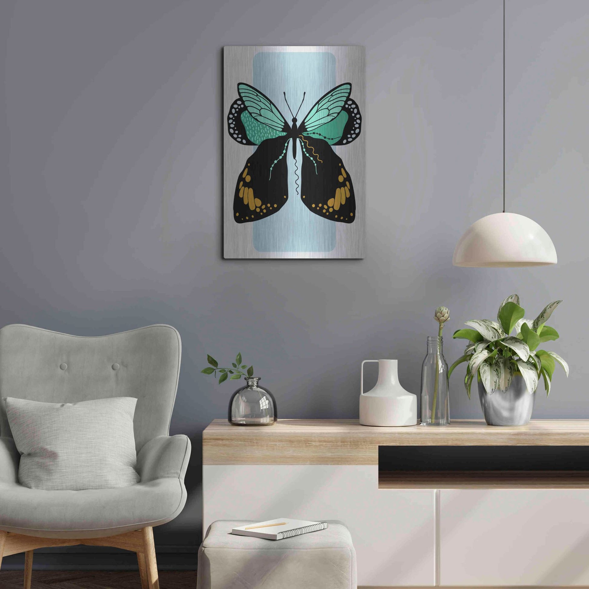 Luxe Metal Art 'Butterfly' by Ayse, Metal Wall Art,16x24