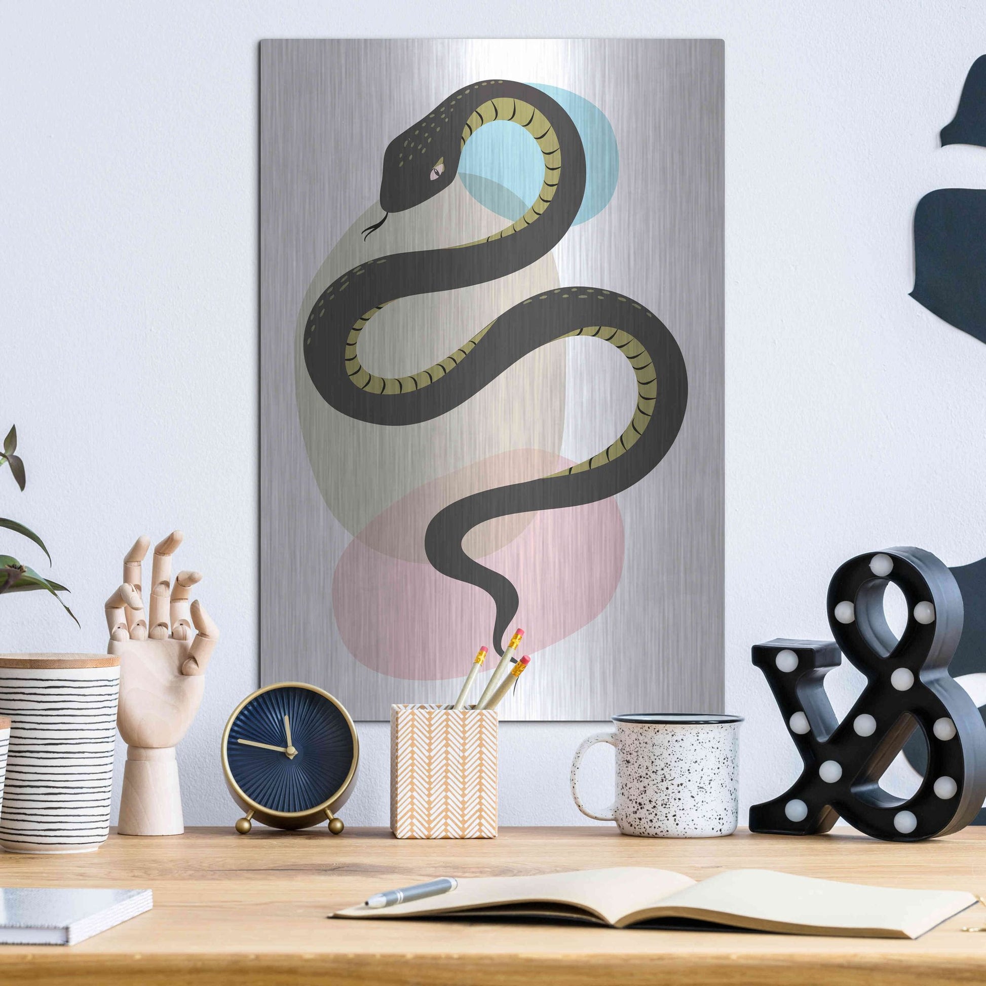 Luxe Metal Art 'Snake' by Ayse, Metal Wall Art,12x16