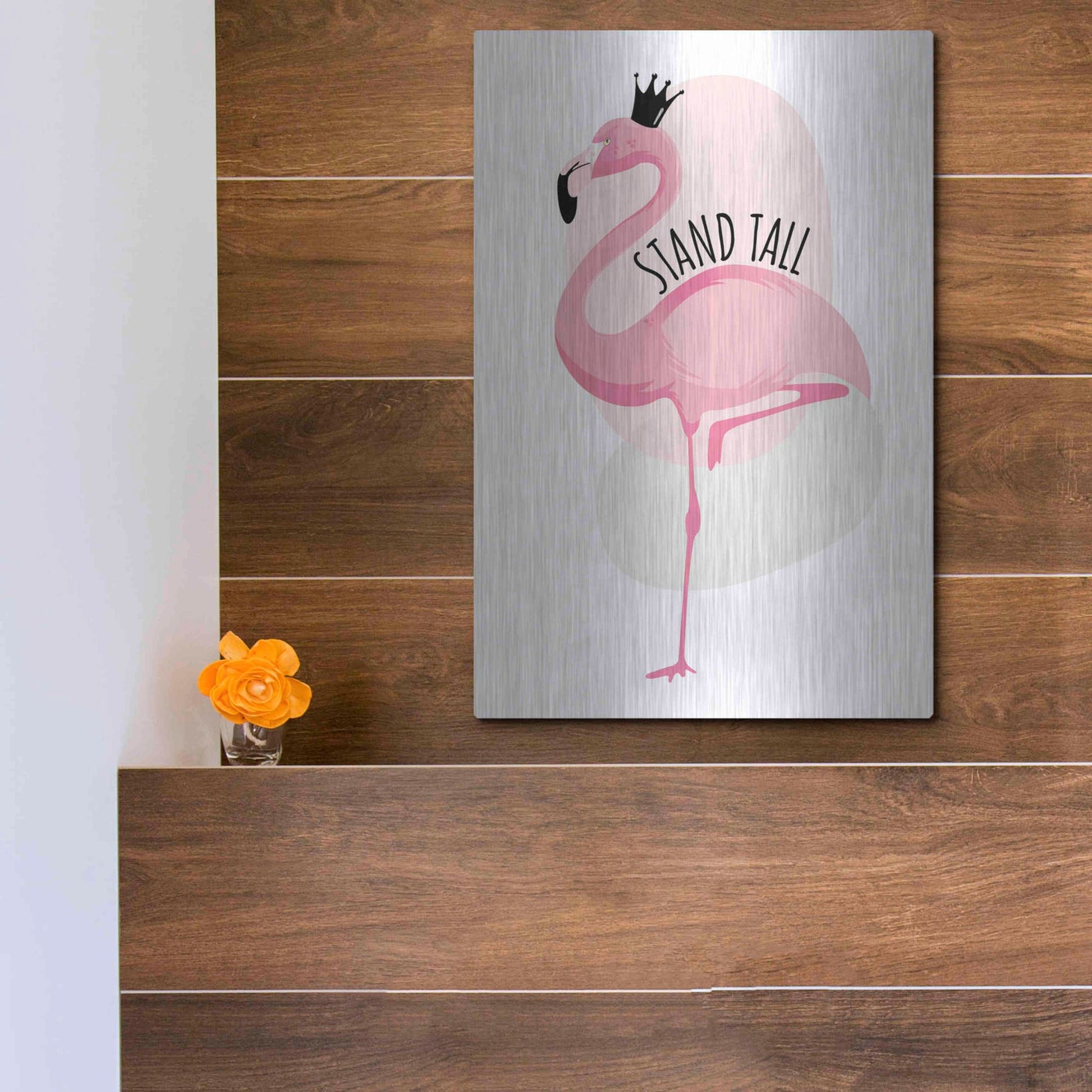 Luxe Metal Art 'Flamingo' by Ayse, Metal Wall Art,12x16