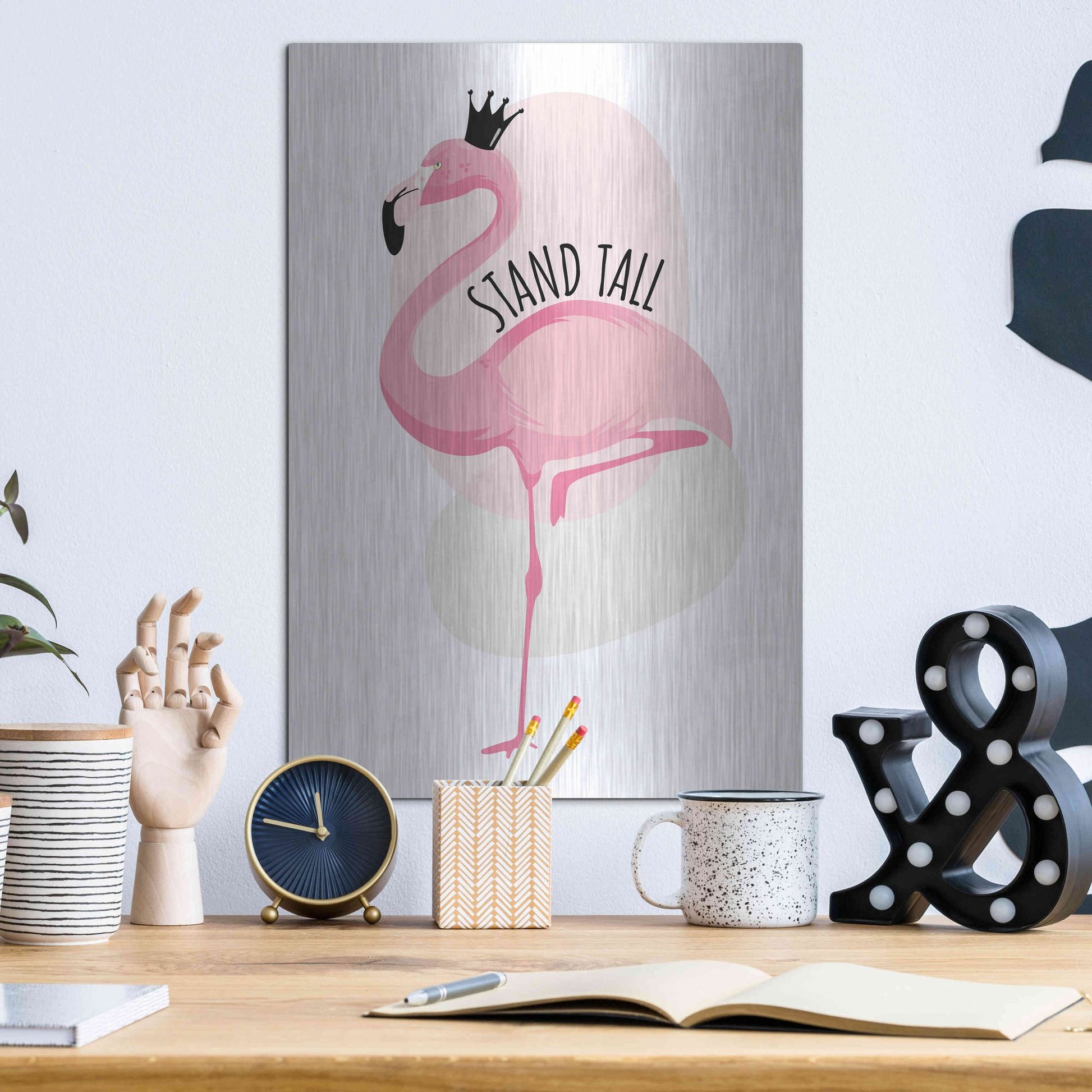 Luxe Metal Art 'Flamingo' by Ayse, Metal Wall Art,12x16