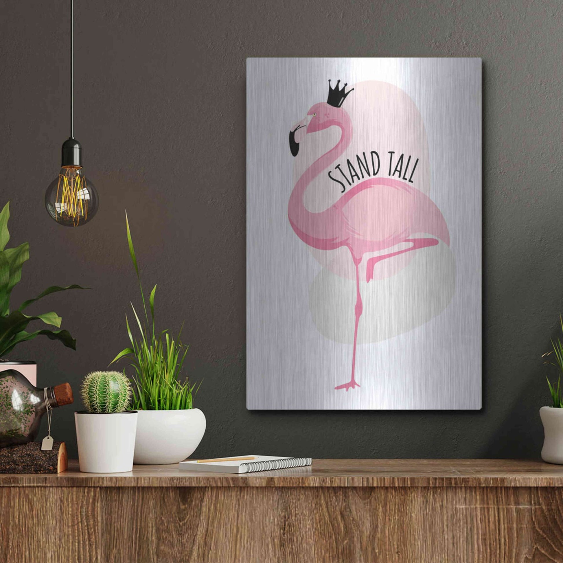 Luxe Metal Art 'Flamingo' by Ayse, Metal Wall Art,12x16