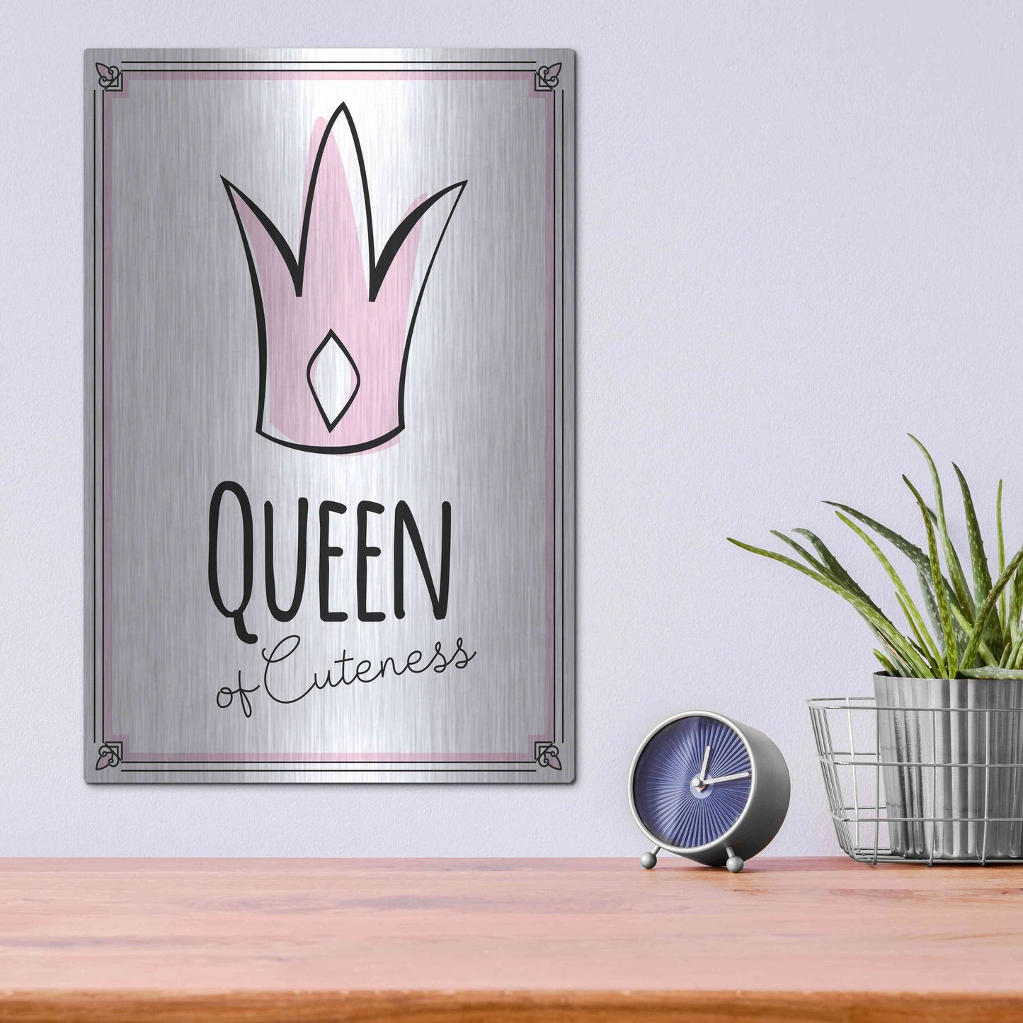 Luxe Metal Art 'Queen of Cuteness' by Ayse, Metal Wall Art,12x16