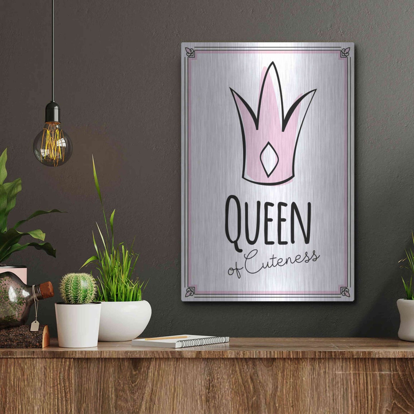 Luxe Metal Art 'Queen of Cuteness' by Ayse, Metal Wall Art,12x16