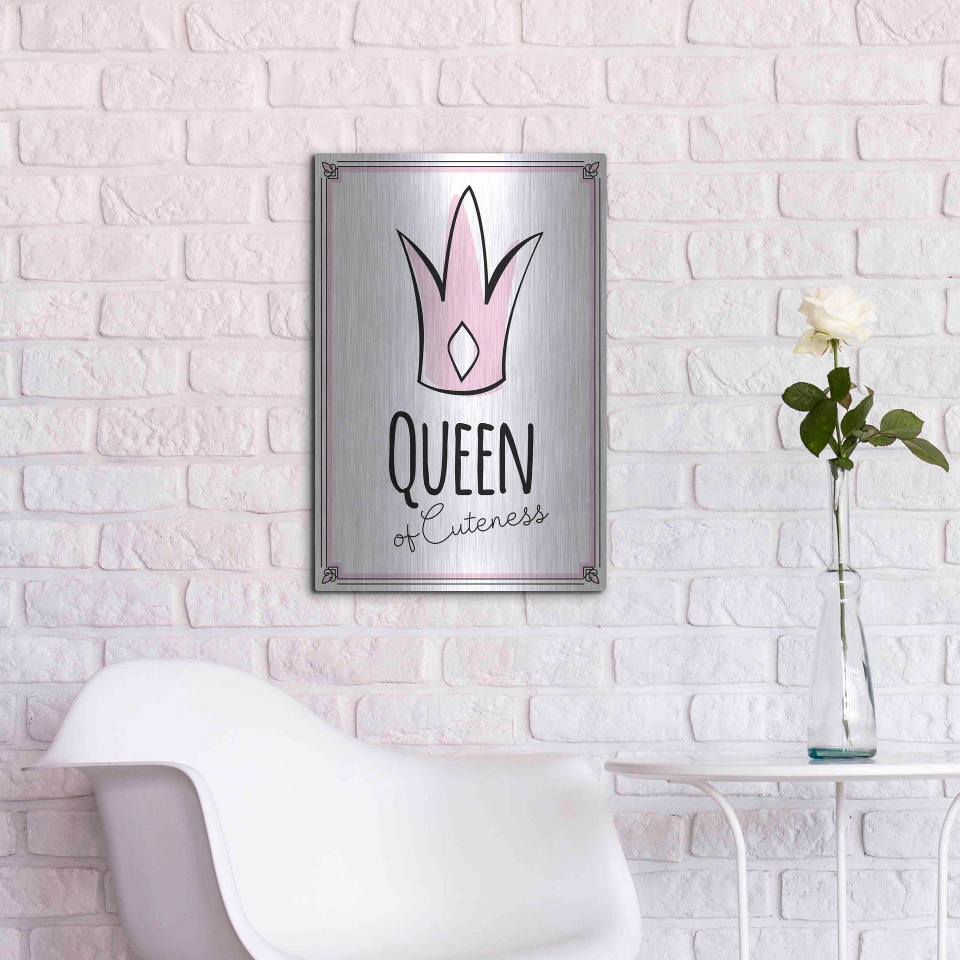 Luxe Metal Art 'Queen of Cuteness' by Ayse, Metal Wall Art,16x24