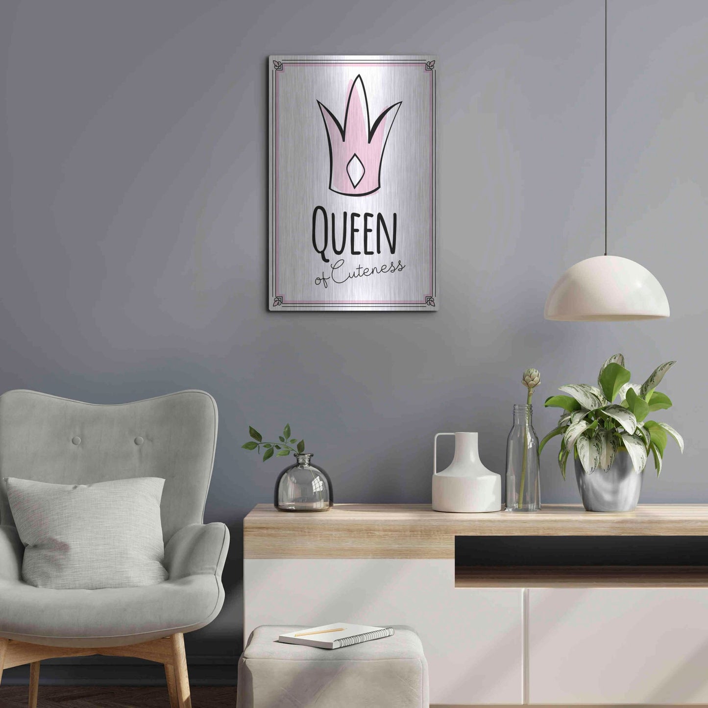 Luxe Metal Art 'Queen of Cuteness' by Ayse, Metal Wall Art,16x24