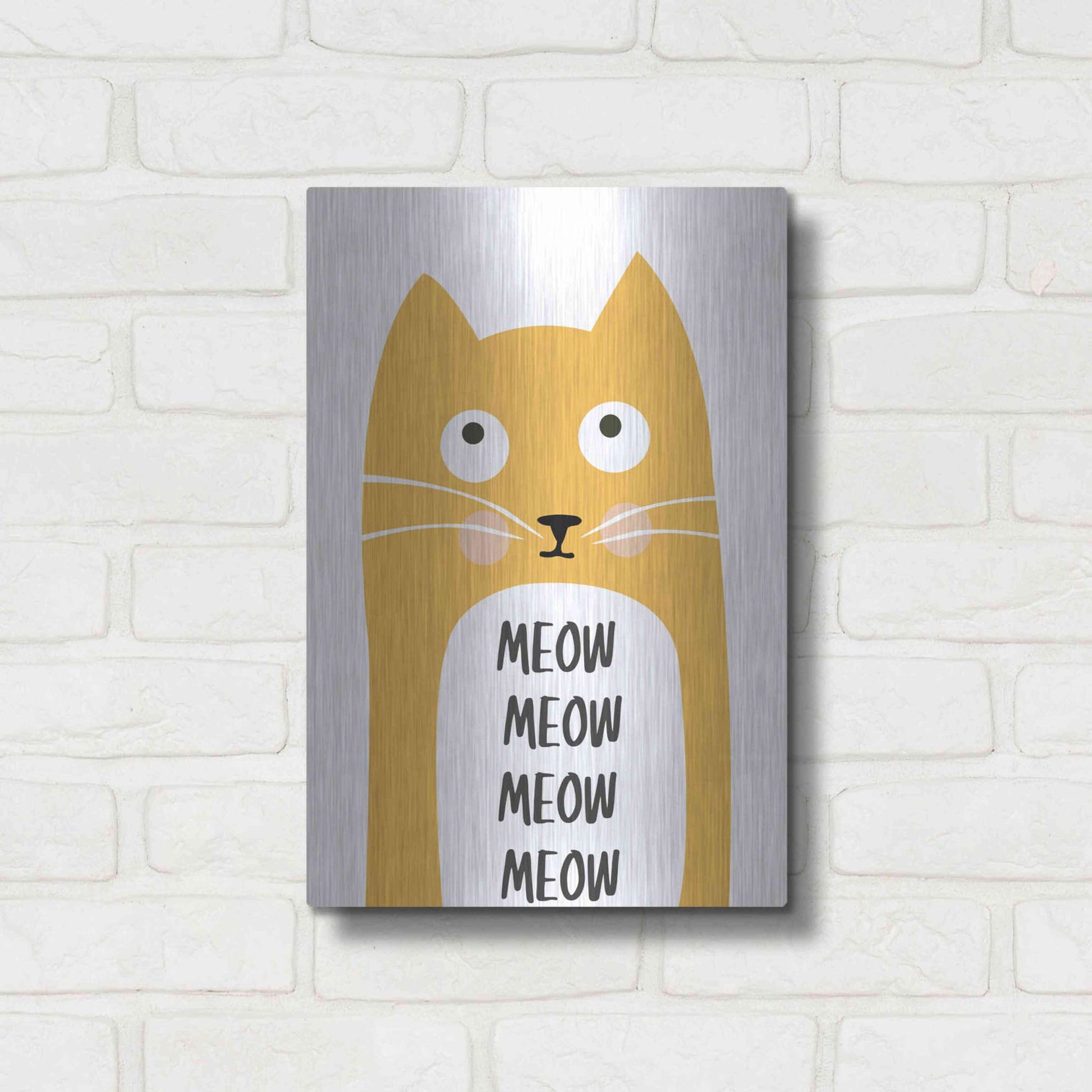 Luxe Metal Art 'Meow' by Ayse, Metal Wall Art,12x16