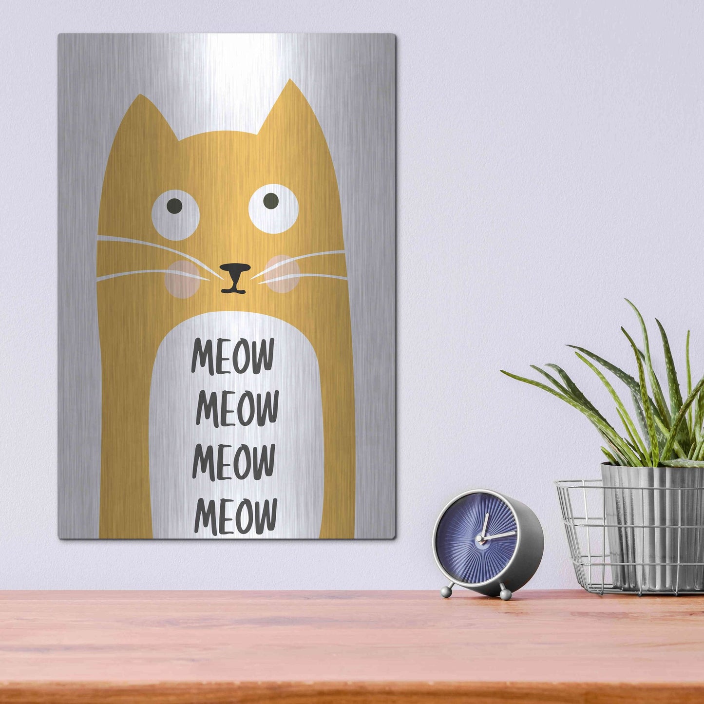 Luxe Metal Art 'Meow' by Ayse, Metal Wall Art,12x16