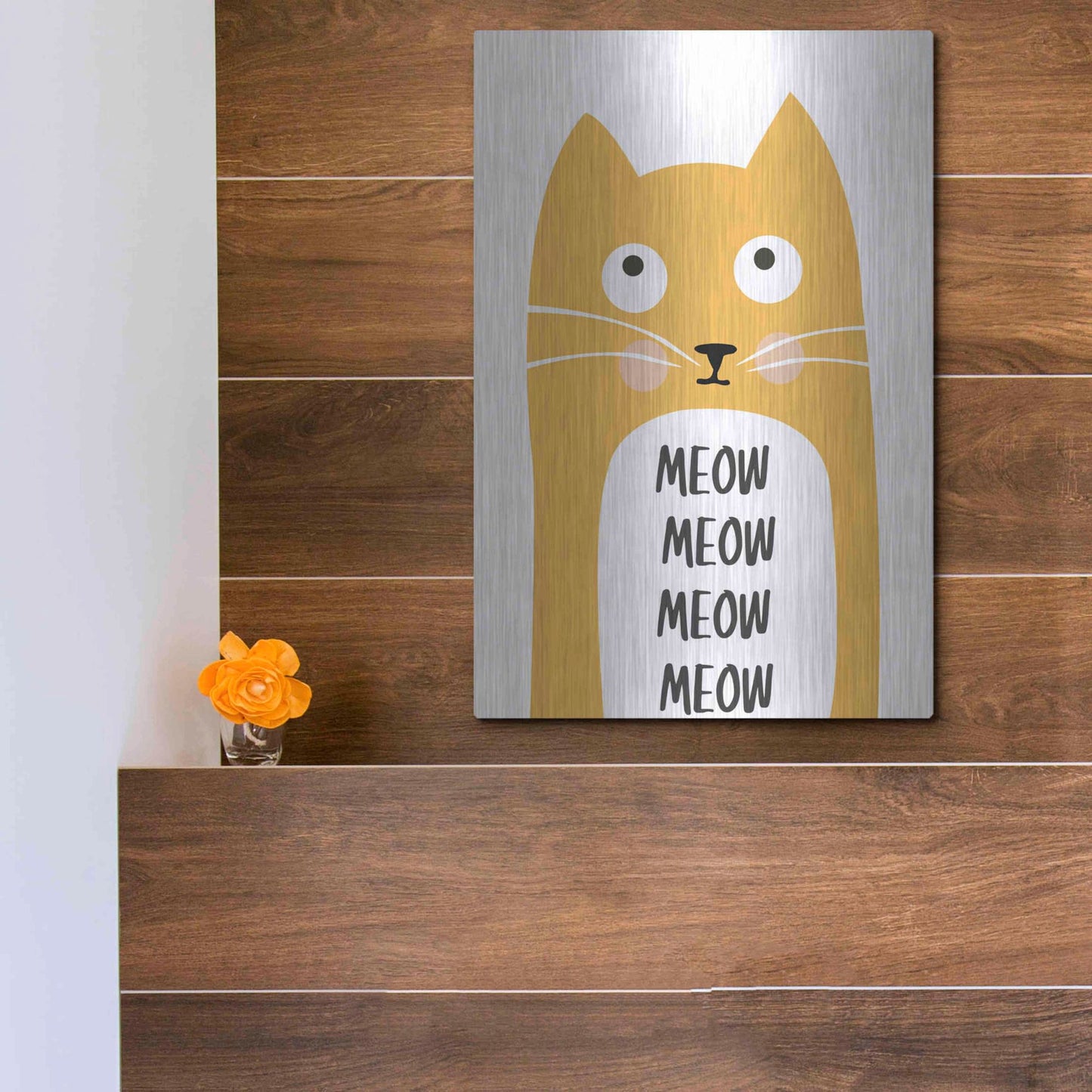 Luxe Metal Art 'Meow' by Ayse, Metal Wall Art,12x16