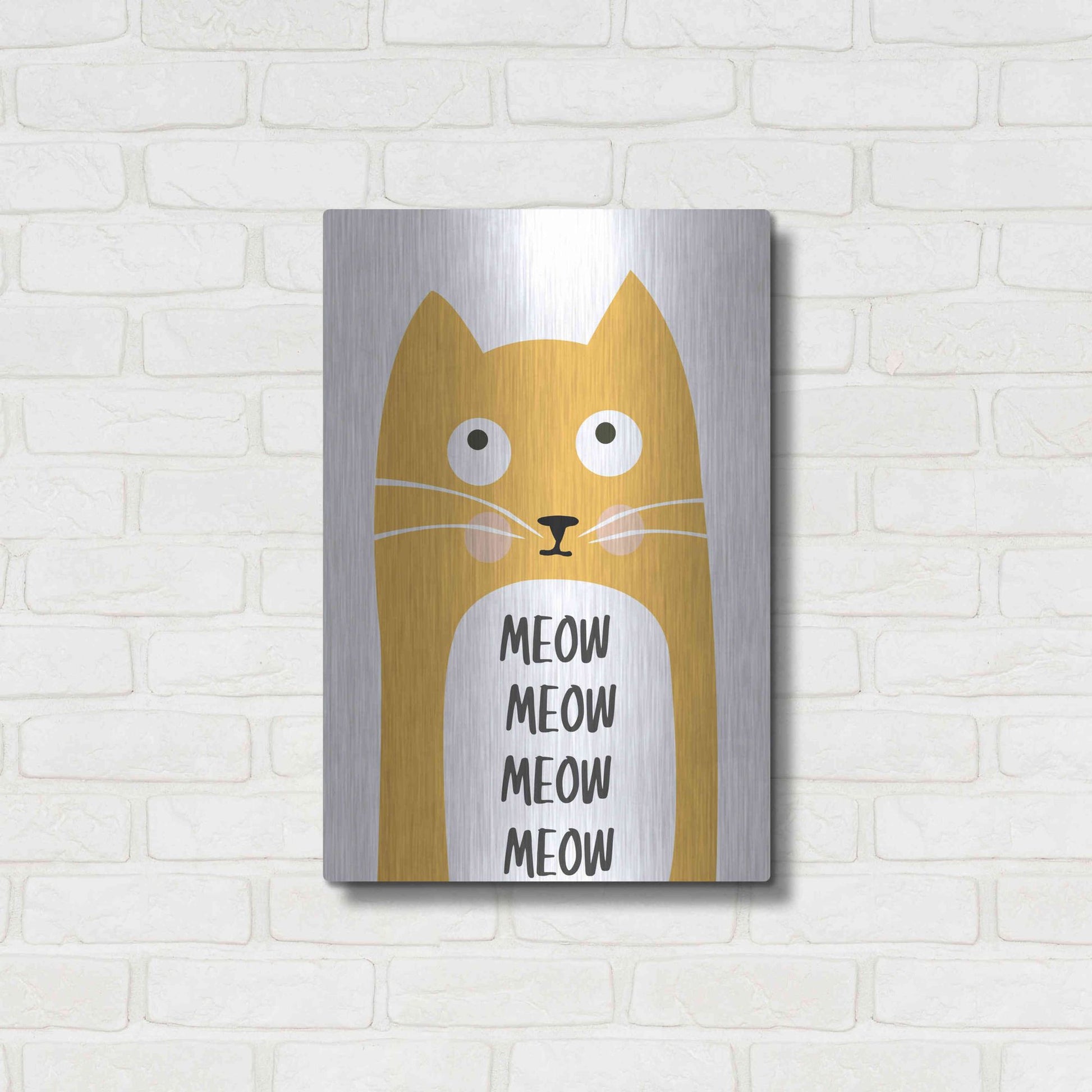 Luxe Metal Art 'Meow' by Ayse, Metal Wall Art,16x24