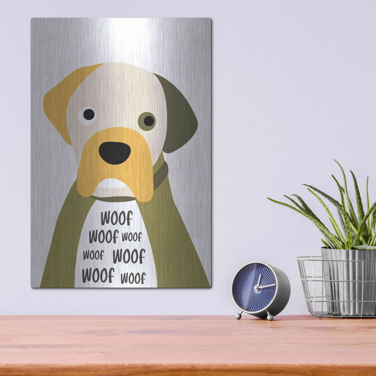 'Woof' by Ayse – Metal Wall Art, 12x16 room view