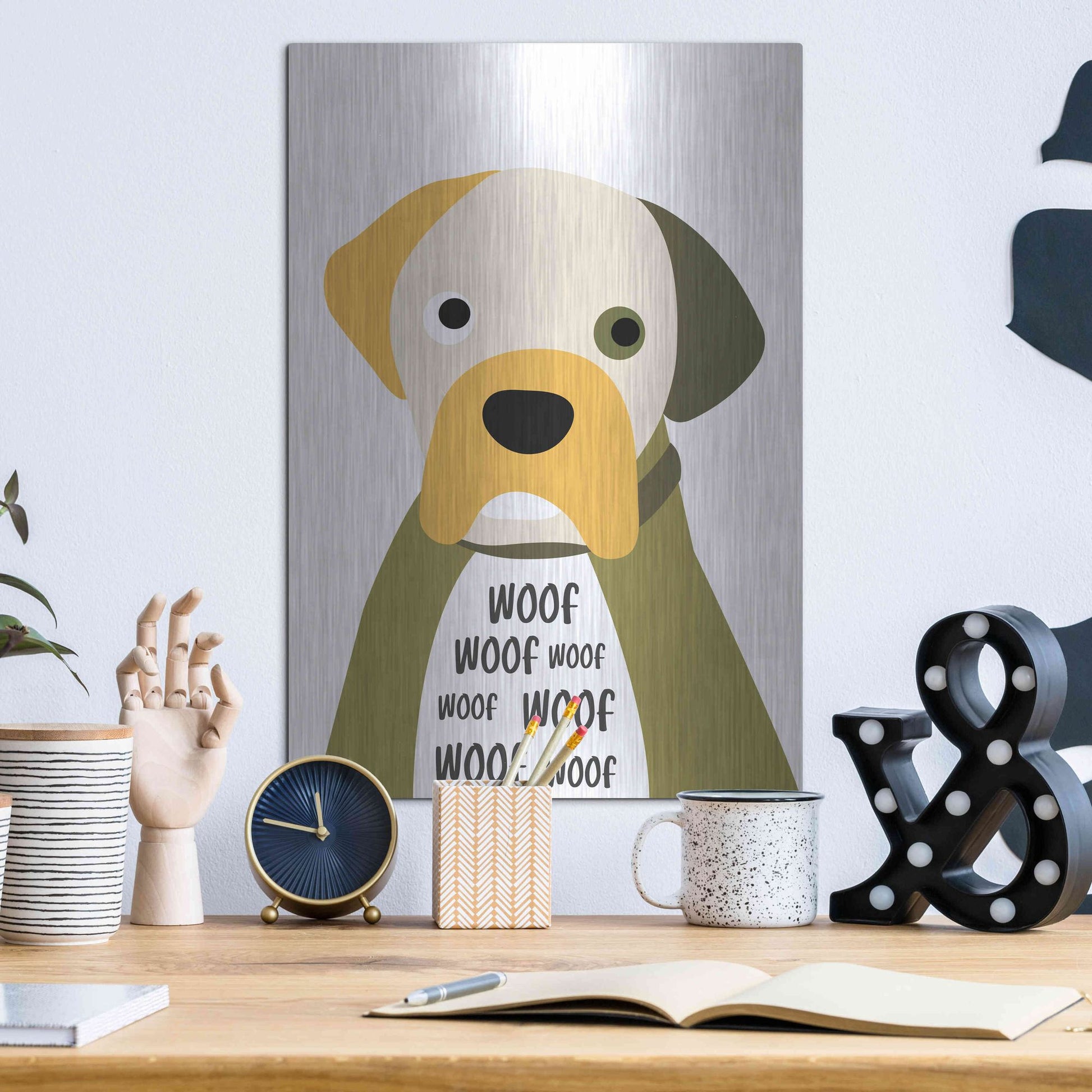 Luxe Metal Art 'Woof' by Ayse, Metal Wall Art,12x16