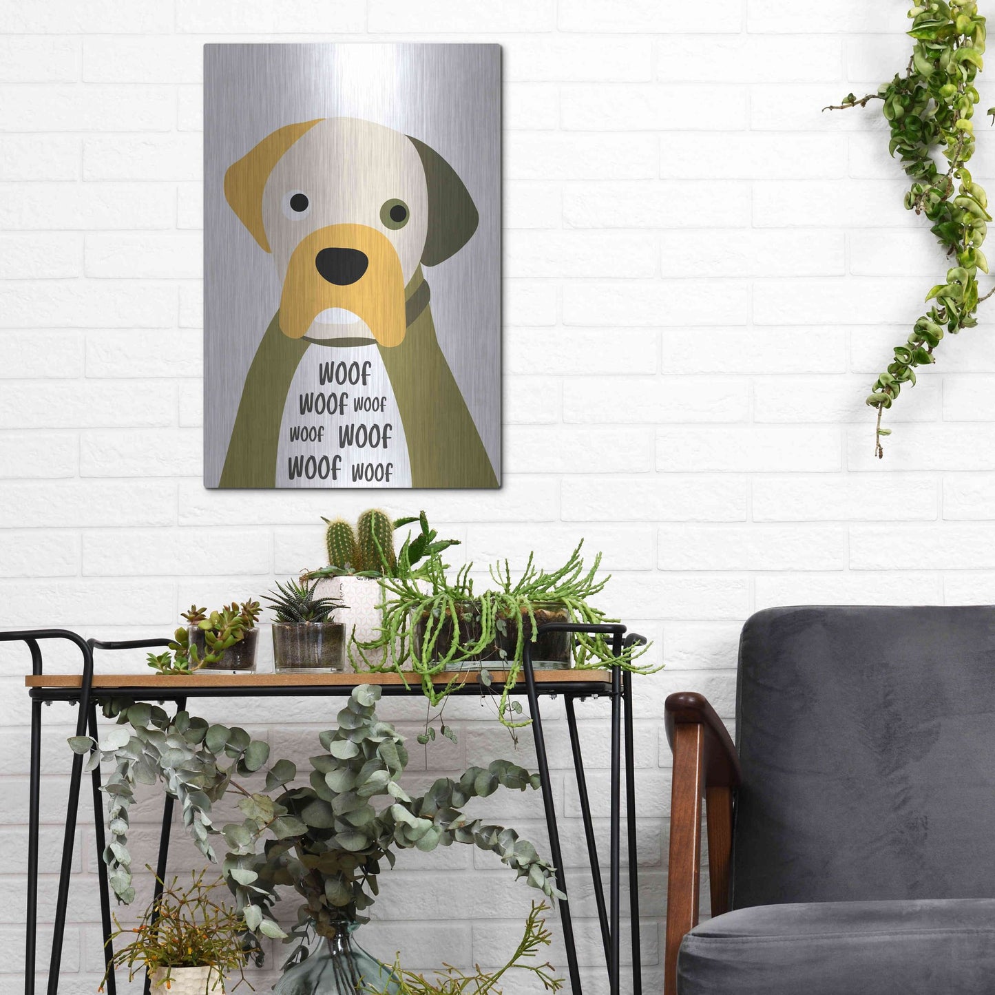 Luxe Metal Art 'Woof' by Ayse, Metal Wall Art,12x16