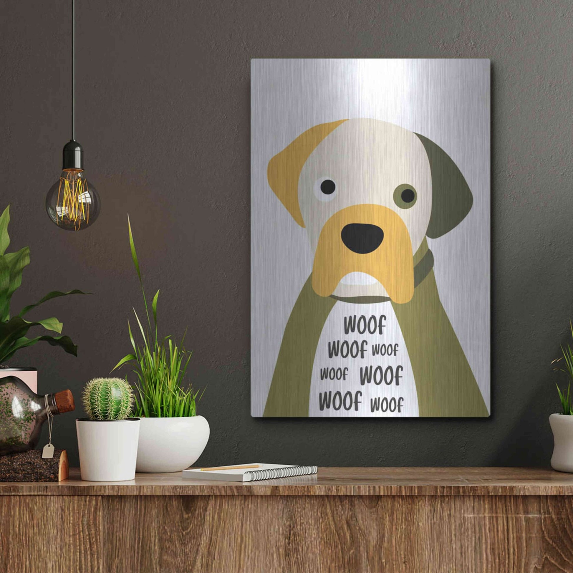 Luxe Metal Art 'Woof' by Ayse, Metal Wall Art,12x16