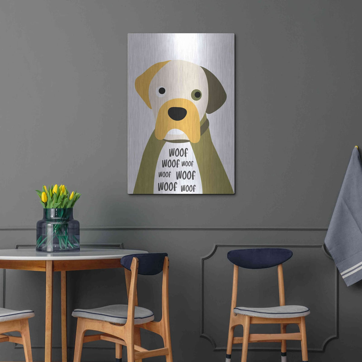 'Woof' by Ayse – Metal Wall Art, 24x36 room view