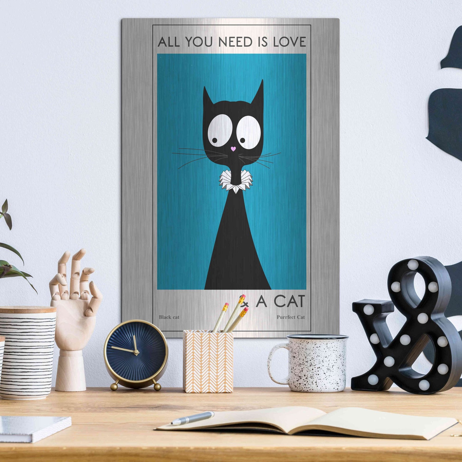 Luxe Metal Art 'All You Need Is Love' by Ayse, Metal Wall Art,12x16