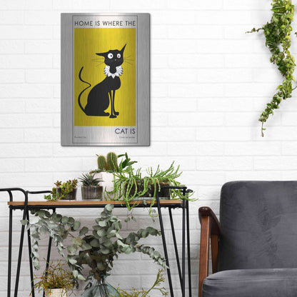 Luxe Metal Art 'Home Is where The Cat Is' by Ayse, Metal Wall Art,12x16