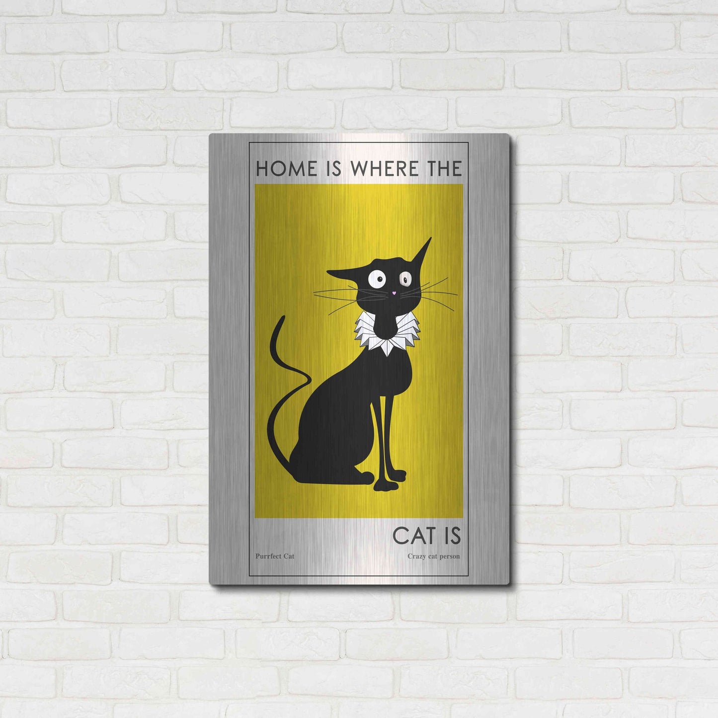Luxe Metal Art 'Home Is where The Cat Is' by Ayse, Metal Wall Art,24x36