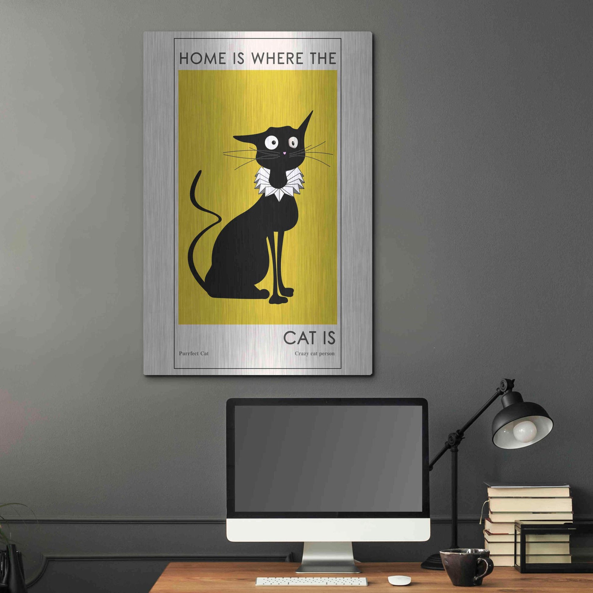 Luxe Metal Art 'Home Is where The Cat Is' by Ayse, Metal Wall Art,24x36