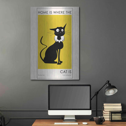 Luxe Metal Art 'Home Is where The Cat Is' by Ayse, Metal Wall Art,24x36