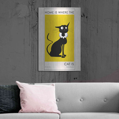 Luxe Metal Art 'Home Is where The Cat Is' by Ayse, Metal Wall Art,24x36