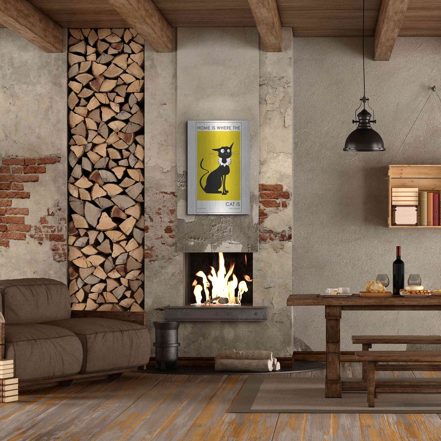 Luxe Metal Art 'Home Is where The Cat Is' by Ayse, Metal Wall Art,24x36