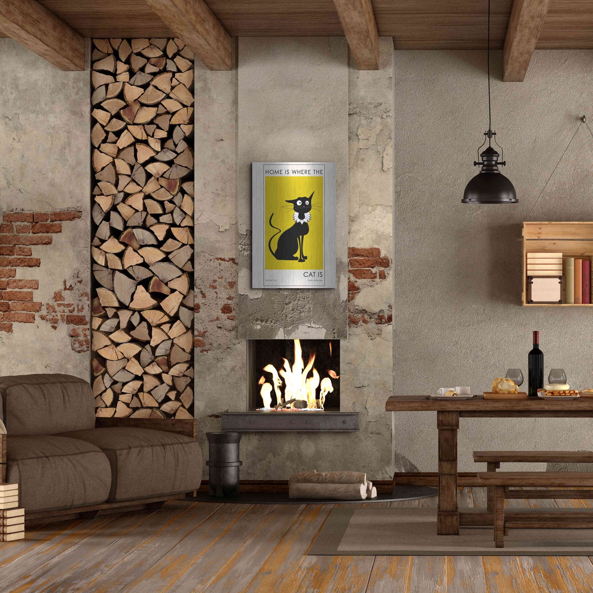 Luxe Metal Art 'Home Is where The Cat Is' by Ayse, Metal Wall Art,24x36