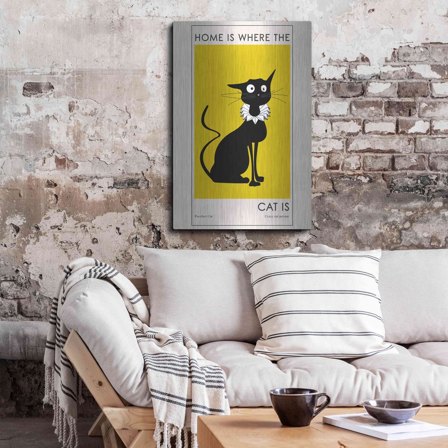 Luxe Metal Art 'Home Is where The Cat Is' by Ayse, Metal Wall Art,24x36