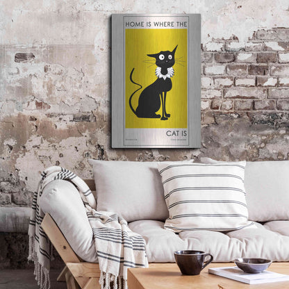 Luxe Metal Art 'Home Is where The Cat Is' by Ayse, Metal Wall Art,24x36