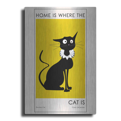 Luxe Metal Art 'Home Is where The Cat Is' by Ayse, Metal Wall Art