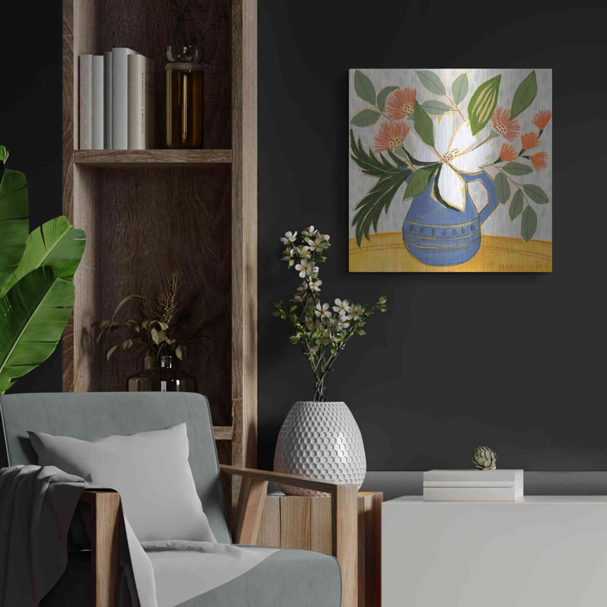 'April Florals 11' by Marisa Anon – Metal Wall Art, 24x24 room view