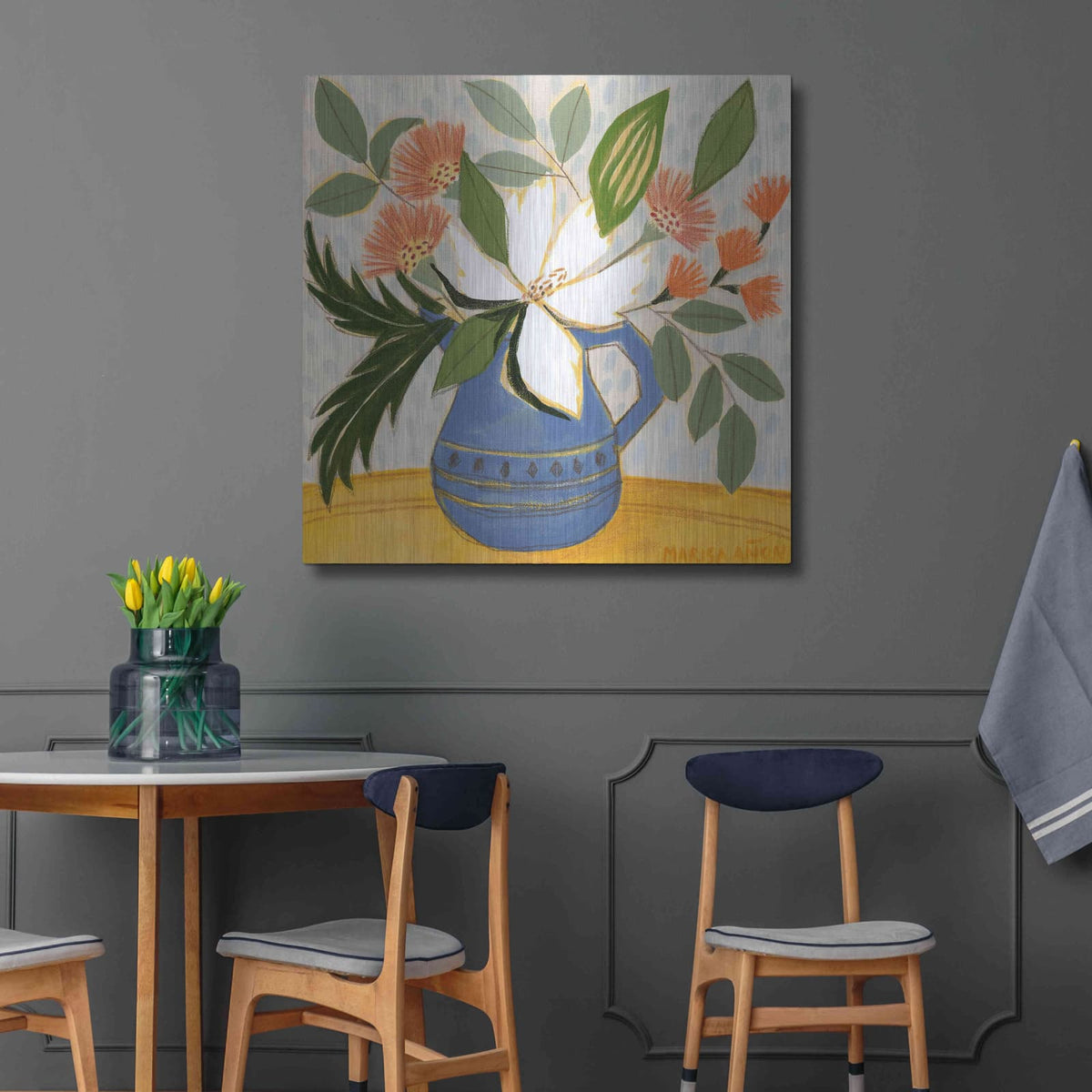 'April Florals 11' by Marisa Anon – Metal Wall Art, 36x36 room view