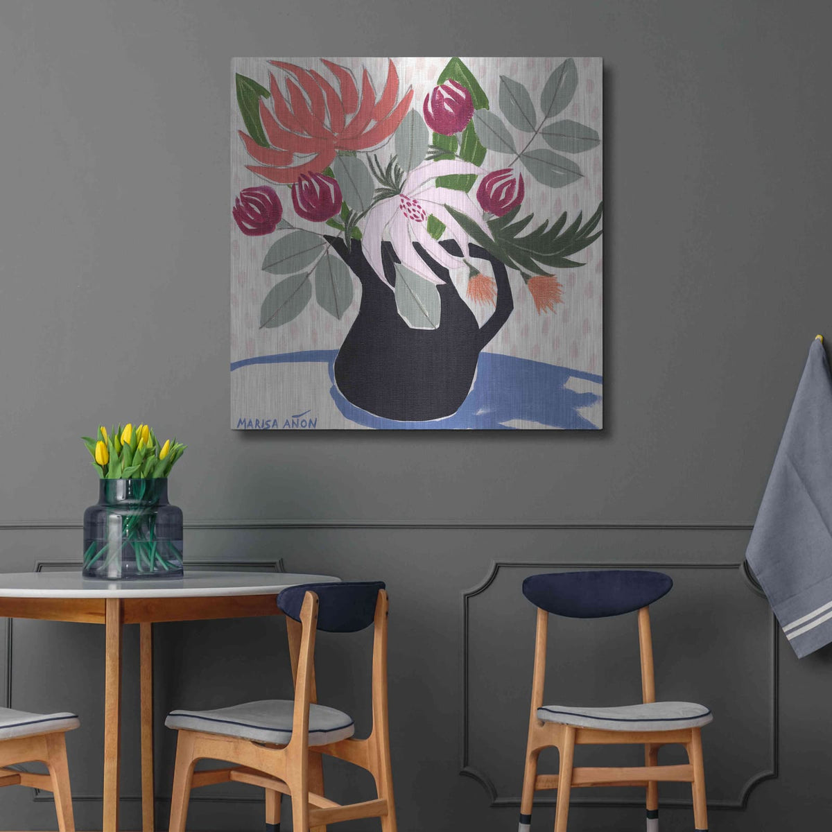 'April Florals 12' by Marisa Anon – Metal Wall Art, 36x36 room view