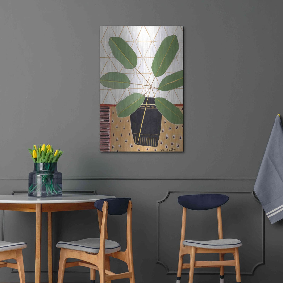 'Gold Tablecloth 4' by Marisa Anon – Metal Wall Art, 24x36 room view