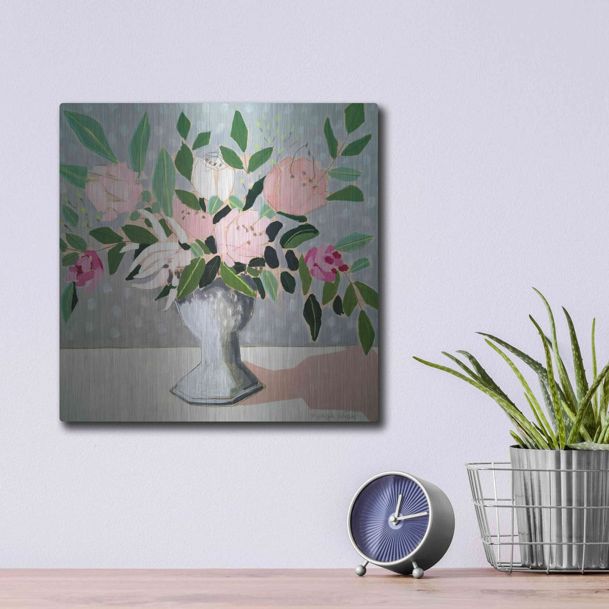 'Spring Florals 1' by Marisa Anon – Metal Wall Art, 12x12 room view