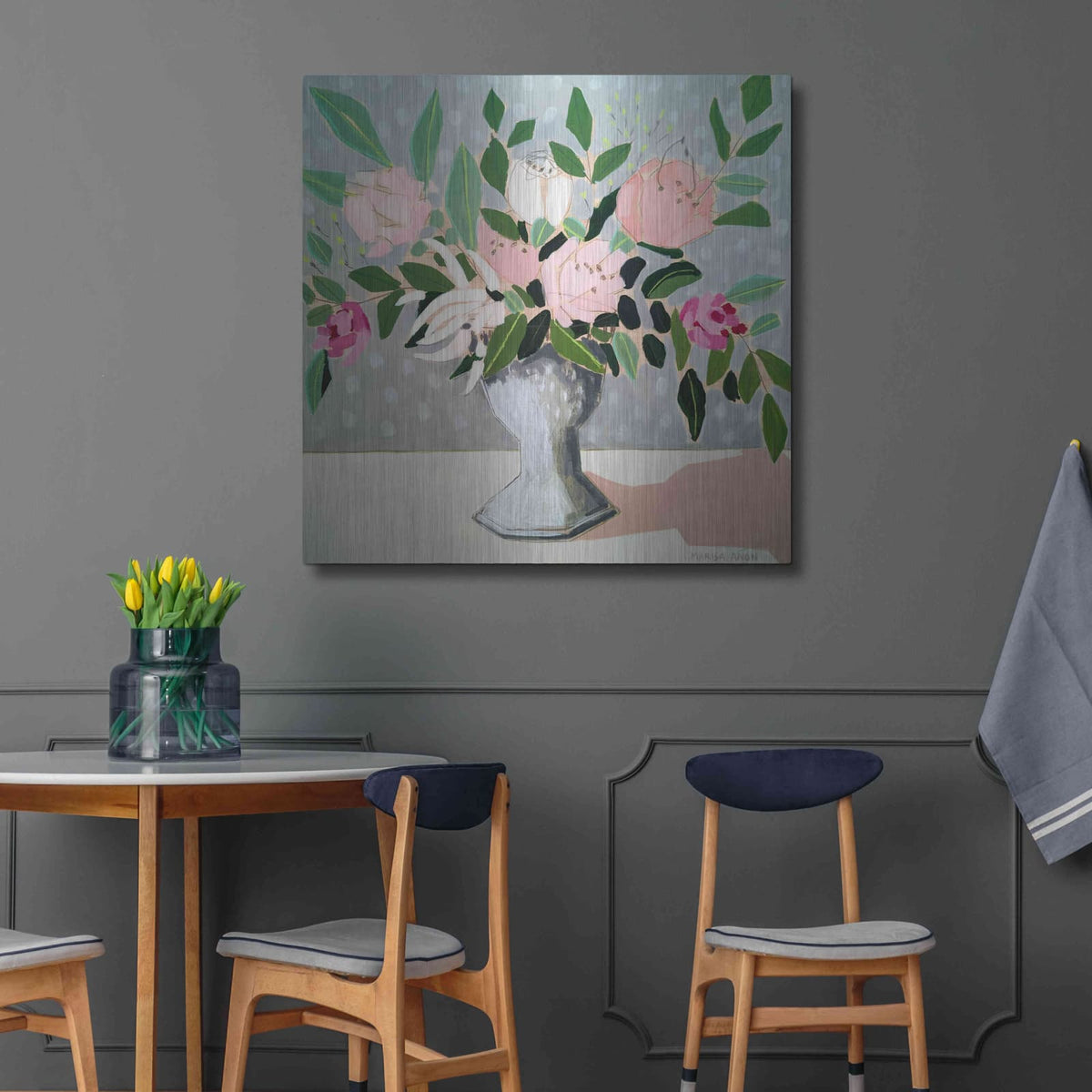 'Spring Florals 1' by Marisa Anon – Metal Wall Art, 36x36 room view