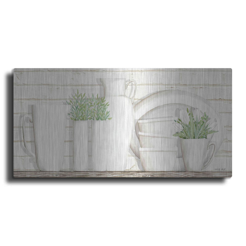 'White Ware Shelf I' by Cindy Jacobs – Metal Wall Art
