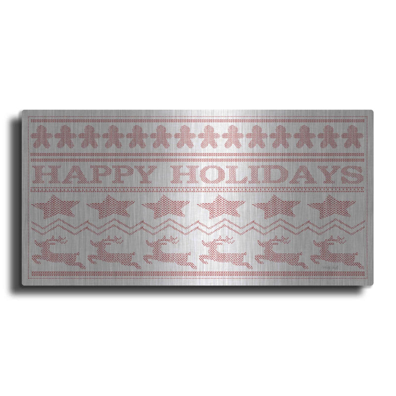 'Happy Holidays Stitchery' by Cindy Jacobs – Metal Wall Art