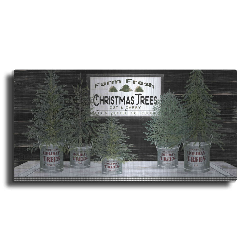'Galvanized Pots Christmas Trees II' by Cindy Jacobs – Metal Wall Art