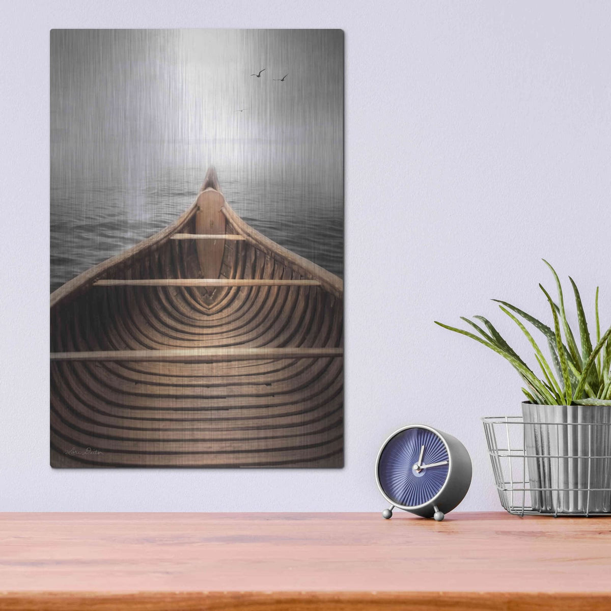 'Old Wooden Canoe' by Lori Deiter – Metal Wall Art, 12x16 room view