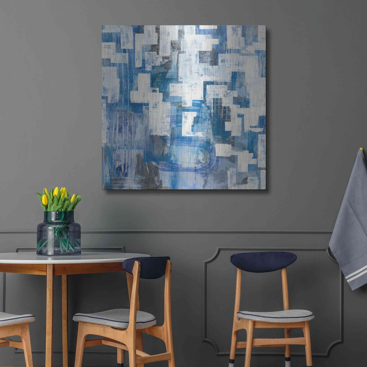 'In Blue A Maze' by Melissa Averinos – Metal Wall Art, 36x36 room view