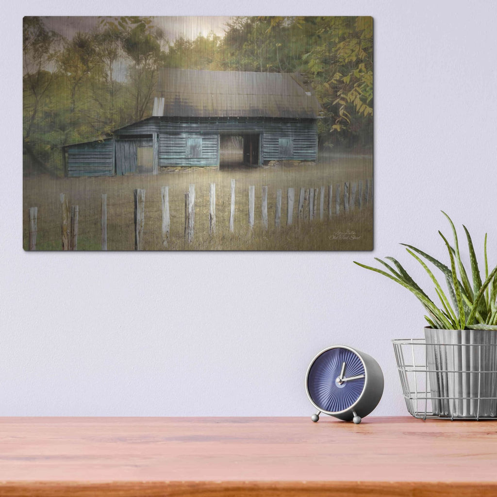 'Old Teal Shed' by Lori Deiter – Metal Wall Art, 16x12 room view