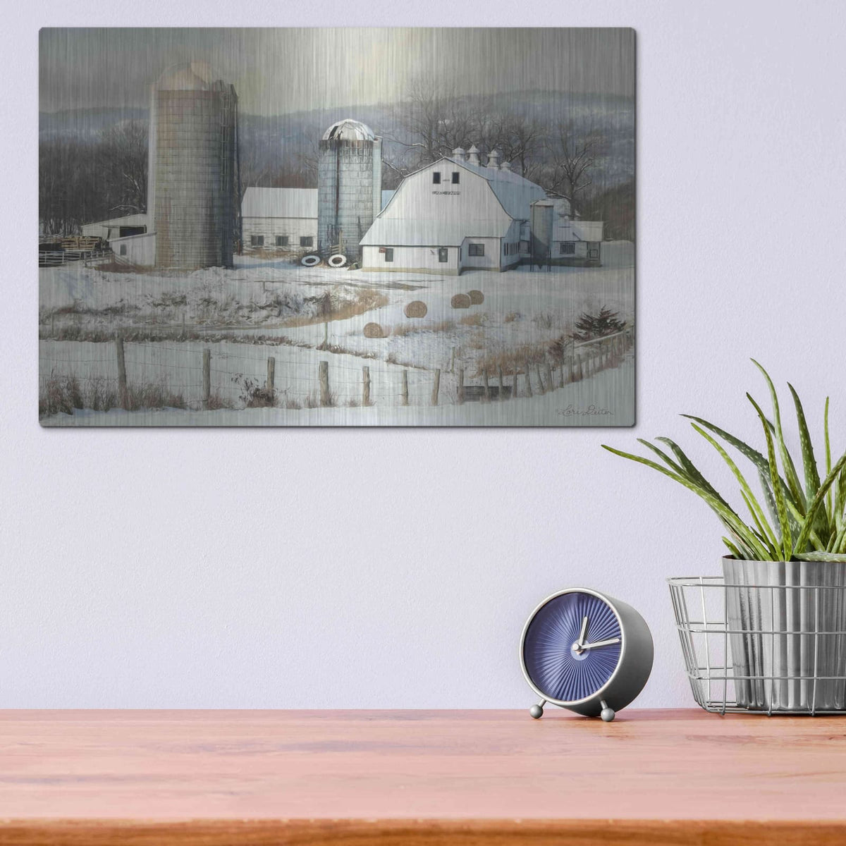 'The Lake Farm' by Lori Deiter – Metal Wall Art, 16x12 room view