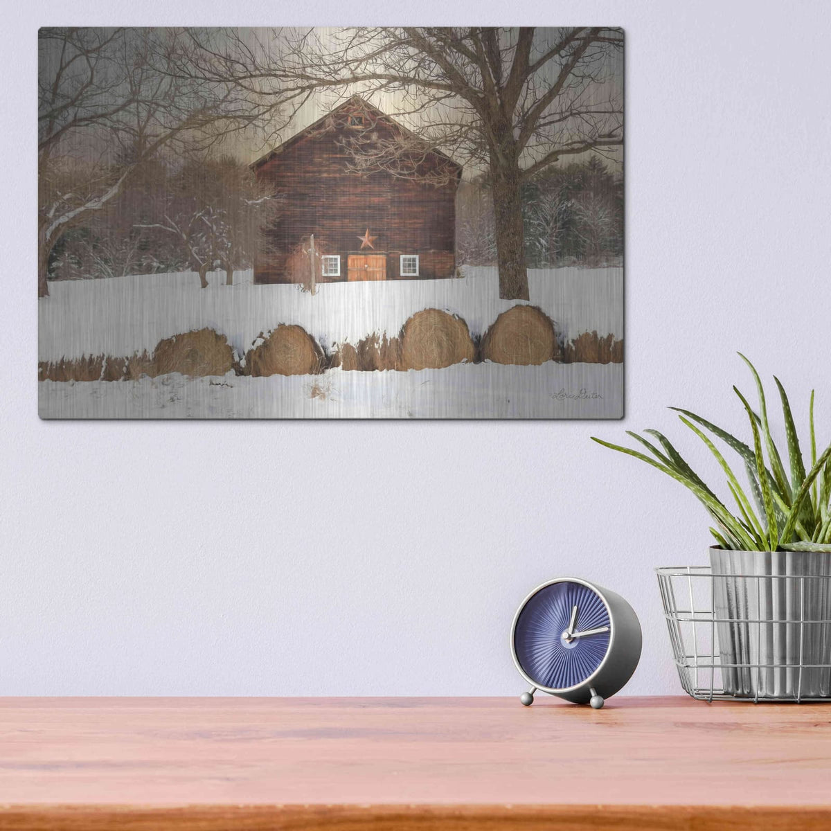'Snowy Vermont Barn' by Lori Deiter – Metal Wall Art, 16x12 room view