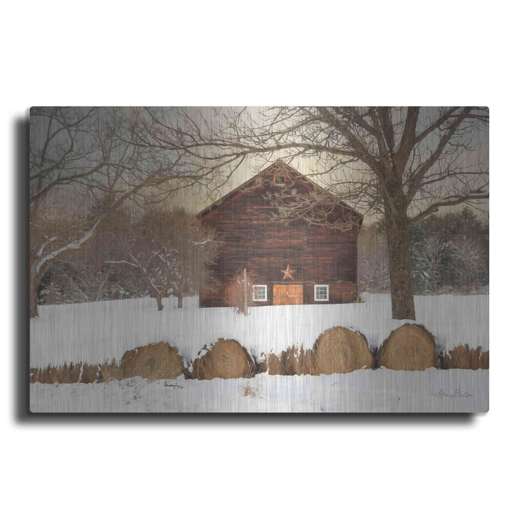 'Snowy Vermont Barn' by Lori Deiter – Metal Wall Art