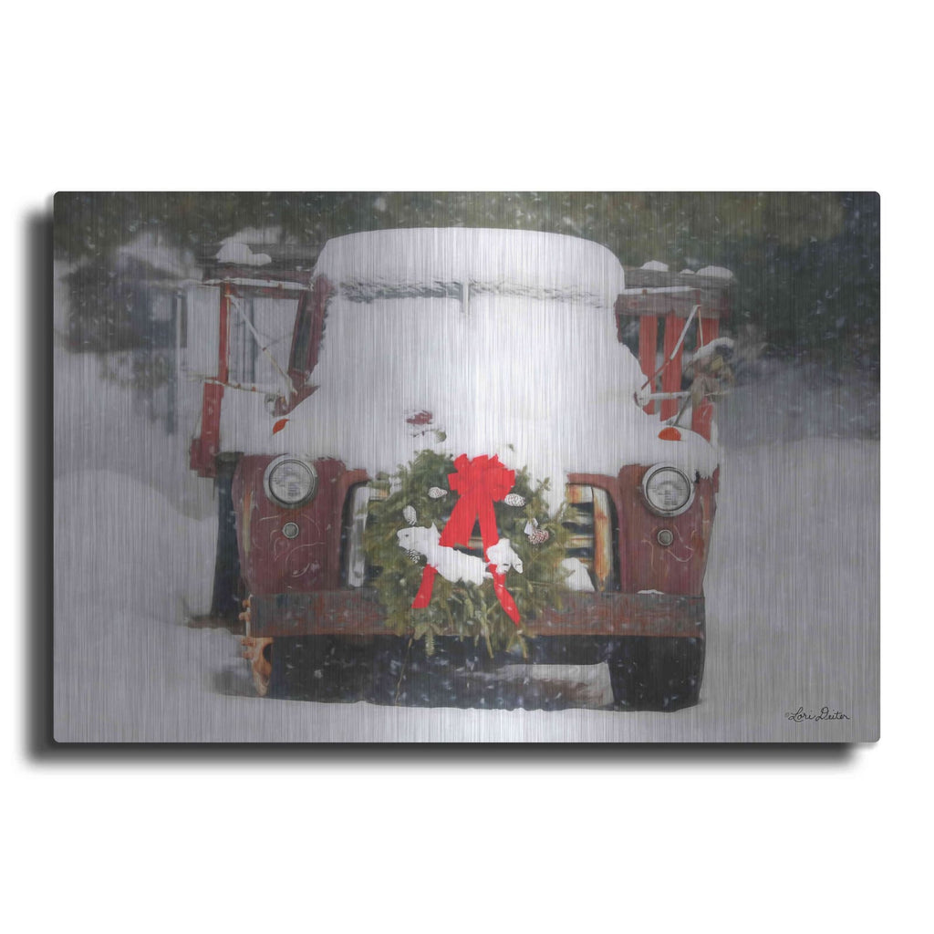 'Christmas Farm Truck' by Lori Deiter – Metal Wall Art